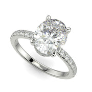 Pauline Oval Cut Pave Hidden Halo 4 Prong Claw Set Engagement Ring Setting - Nivetta